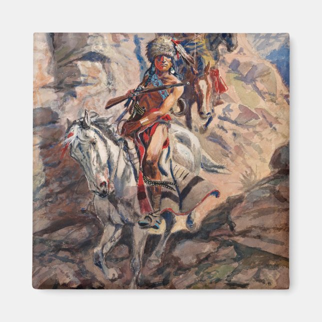 Aimant Indian Scouting Party, 1900 par Charles Marion Rus (Devant)