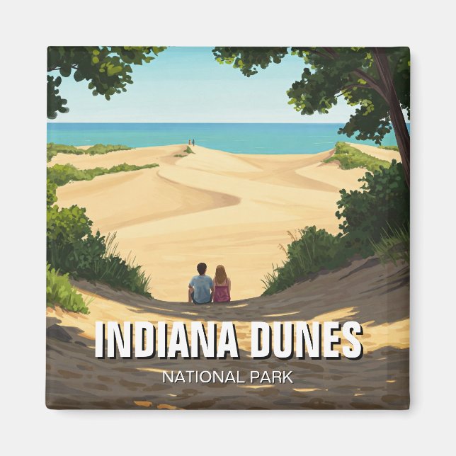 Aimant Indiana Dunes National Park Travel Couple (Devant)