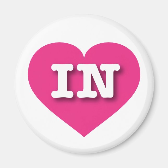 Aimant Indiana Hot Pink Heart - I love IN (Devant)