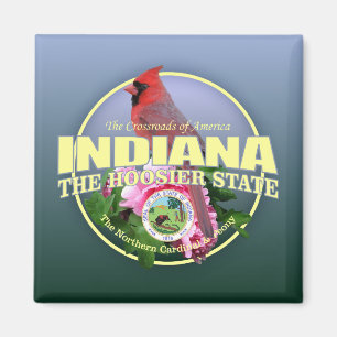 Aimant Indiana State Bird & Flower