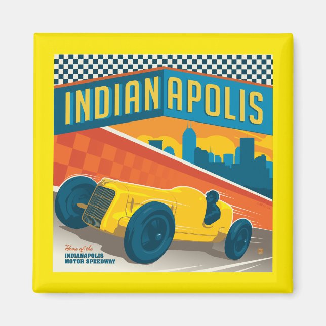 Aimant Indianapolis, Indiana | Vintage Racer (Devant)