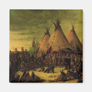 Aimant Indiens vintages, Sioux War Council par Catlin