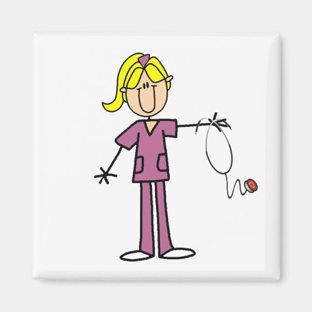 Aimant Infirmière à silice féminine blonde (Devant)