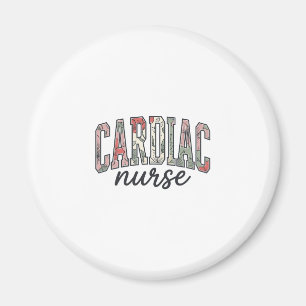 Aimant Infirmière cardiaque à motif floral et lettrage un
