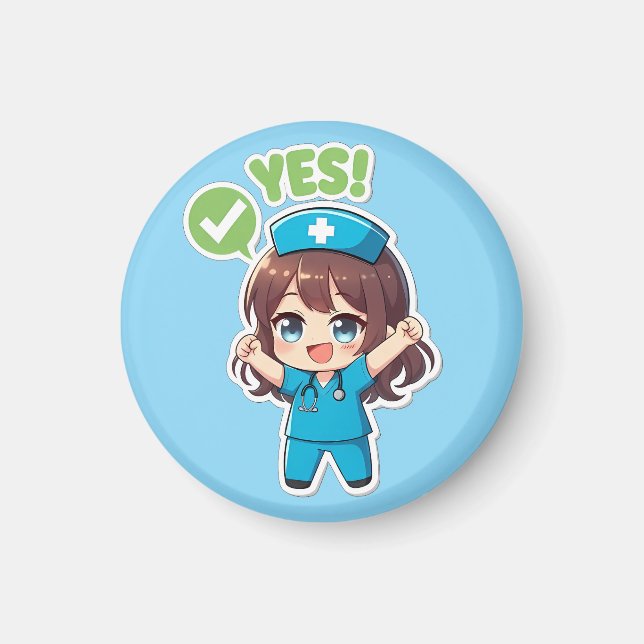 Aimant Infirmière Chibi Originale 3.0 - Oui (Devant)