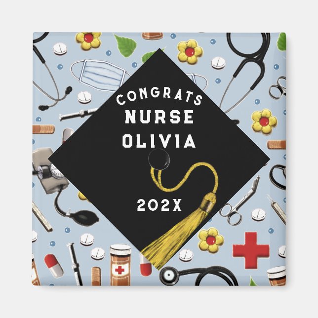 Aimant Infirmière Grad Félicitations Cadeau (Devant)