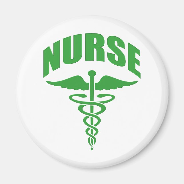 Aimant Infirmière inscrite Caduceus Green (Devant)