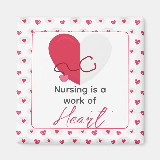 Aimant Infirmière Valentines Jour Médicale Coeur rose (Devant)