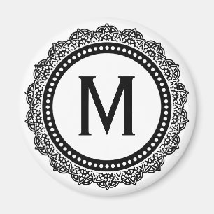 Aimant Initiale noire et blanche de coutume de médaillon