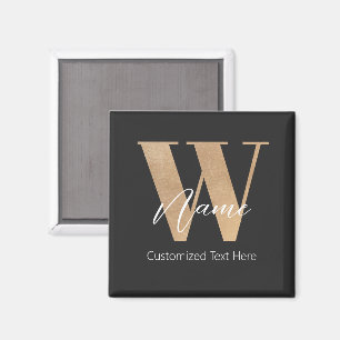 Aimant Initiale W & Nom Personnel Moderne Monogrammé