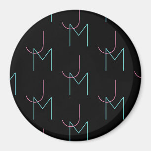 Aimant Initiales carrelées modernes et élégantes à deux l