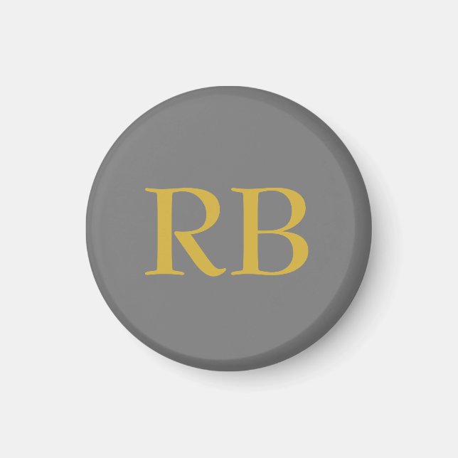 Aimant Initiales du monogramme couleur or gris moderne (Devant)