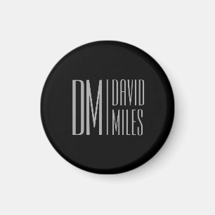 Aimant Initiales et logo de nom gris minimal et moderne é
