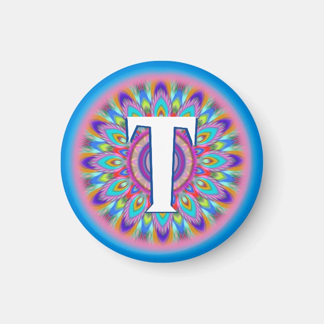 Aimant Initiales personnalisées blues d'aimant pour frigo (Devant)