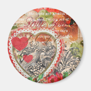 Aimant Inséparables Heart Red Art Collage