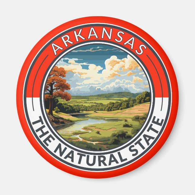 Aimant Insigne d'art de voyage de l'Arkansas (Devant)