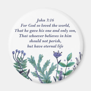 Aimant Inspirationnel Pâques Bible Verse Jean 3:16 Floral