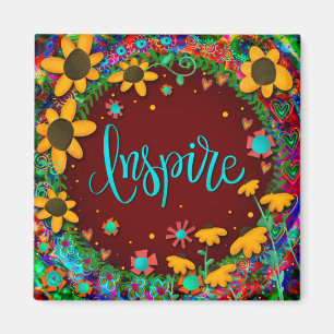 Aimant Inspirer Jolie Fun Fun Fun Coloré Fleurs Inspirivi