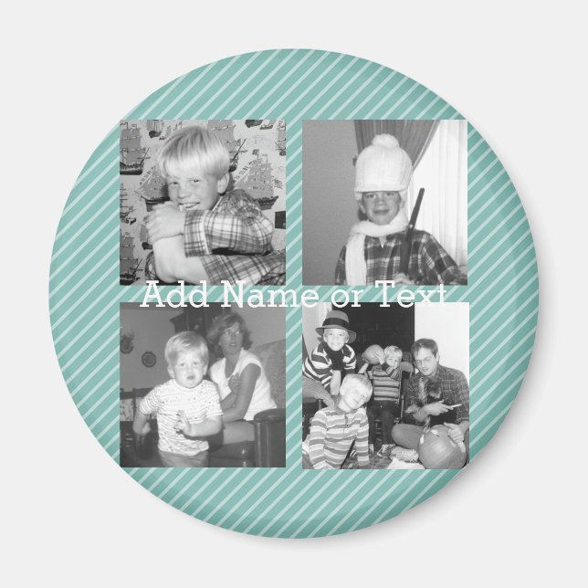 Aimant Instagram Photo Collage 4 images - bandes bleues (Devant)