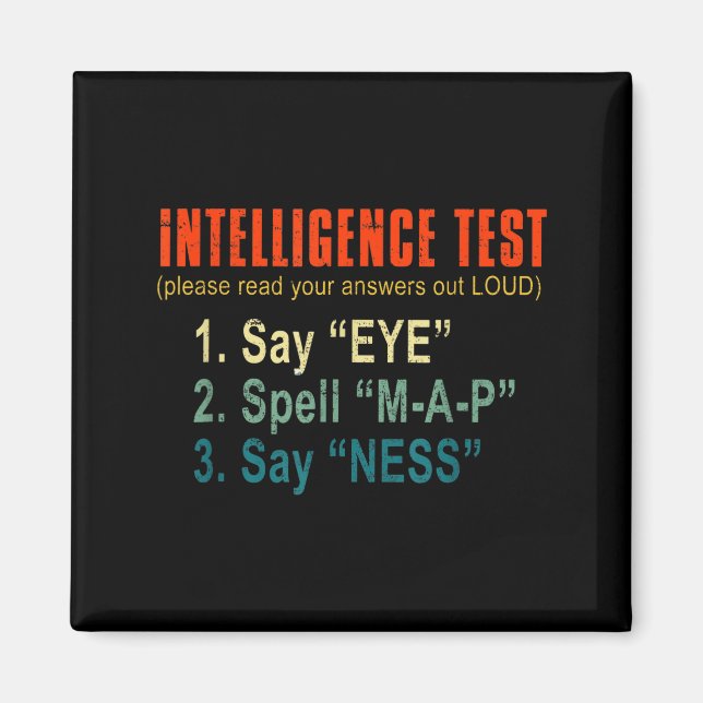 Aimant Intelligence Test Adult Humor Funny Sarcasm Graphi (Devant)