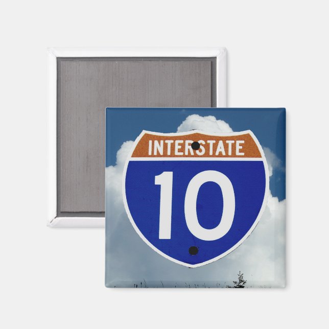 Aimant Interstate 10 Highway Shield, Clouds and Sky (Recto/Verso)
