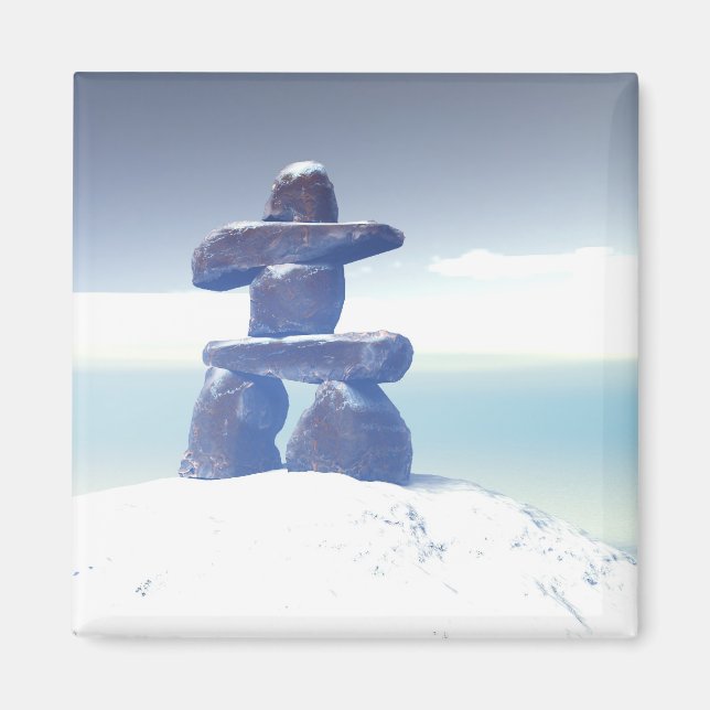 Aimant inukshuk d'hiver (Devant)