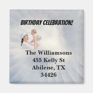 Aimant Invitation baby shower avec Arrière - plan Sky Blu