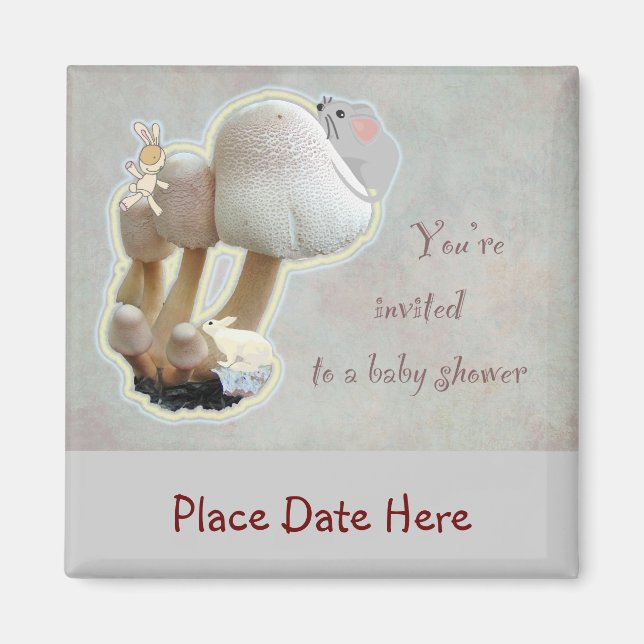 Aimant Invitation Baby shower de terrain de jeu de champi (Devant)