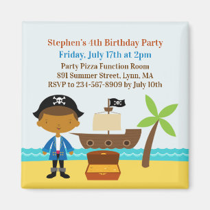 Aimant Invitation de fête d'anniversaire du pirate Capita