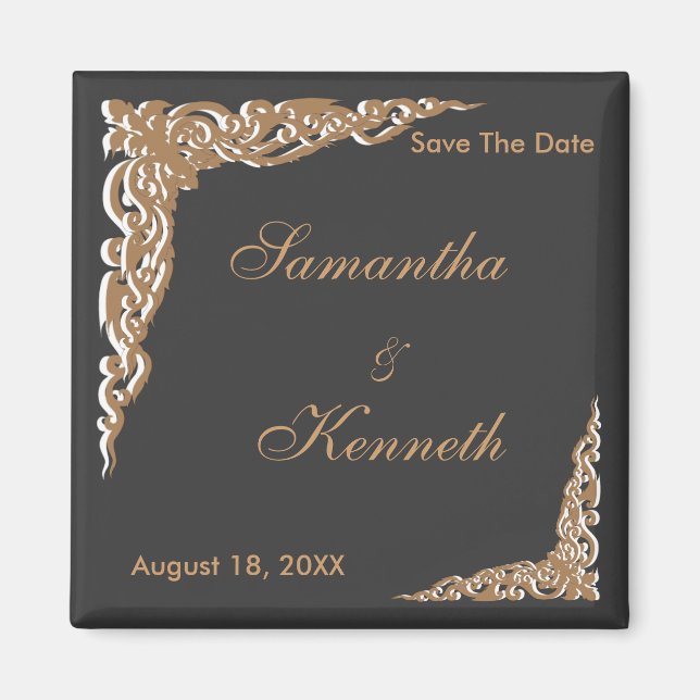 Aimant Invitations Black Gold Wedding (Devant)