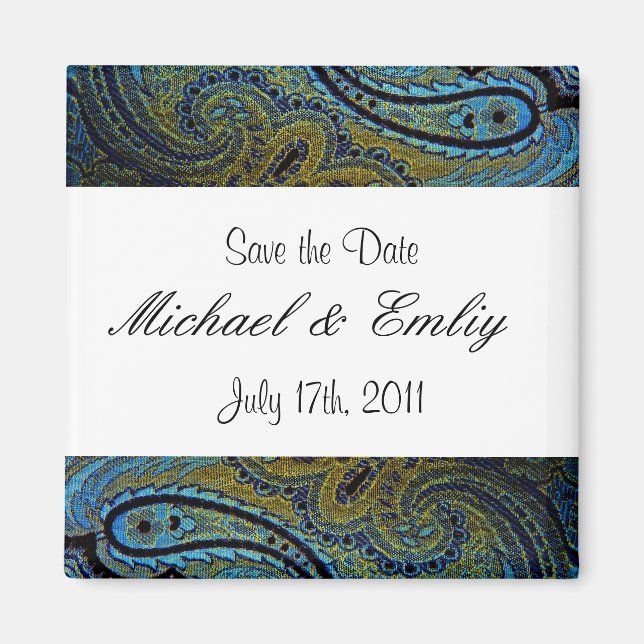 Aimant Invitations de mariage indiennes Peacock Paisley (Devant)
