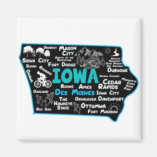 Aimant Iowa Des Moines Cedar Rapids, Sioux City, Mason (Devant)