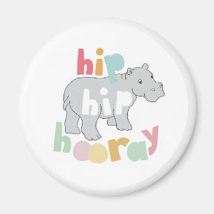 Aimant ip Hip Hip Houray Gris Hippo Dessin mignon Animal