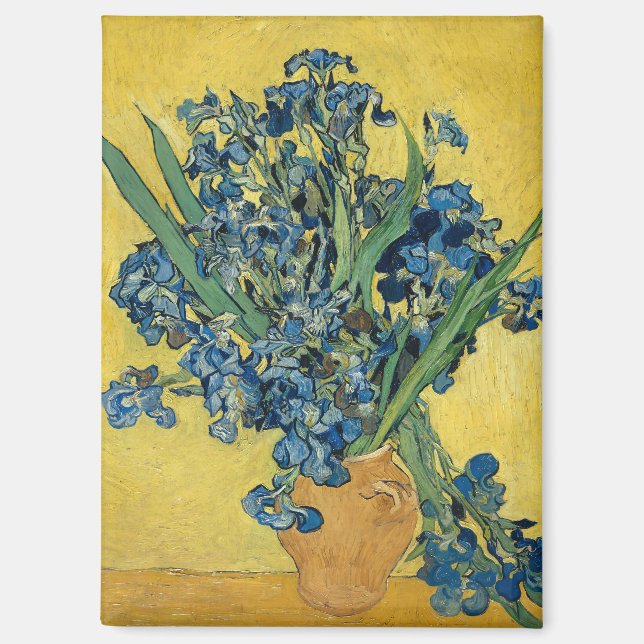 Aimant Iris de Van Gogh - Art audacieux bleu et jaune (Recto)