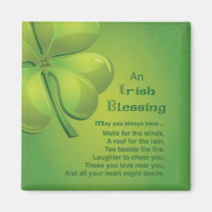 Aimant Irish Blessings Green Shamrock, Celtic