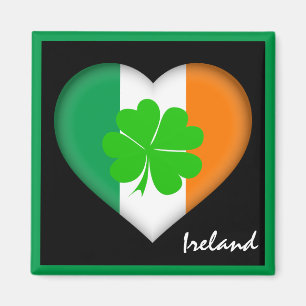 Aimant Irish & Irish Heart, drapeau irlandais Shamrock/sp