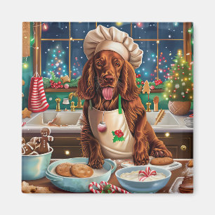Aimant Irish Setter Gâteau de vacances : Noël festif
