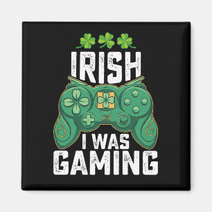 Aimant Irlandais Je Jouais Jeux Gamer St Patrick's Day