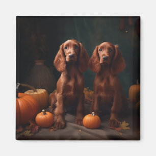 Aimant Irlandais Red Setter Chiot Automne Citrouille de p