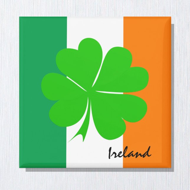 Aimant Irlande & quatre feuilles de trèfle, drapeau irlan (Créateur téléchargé)