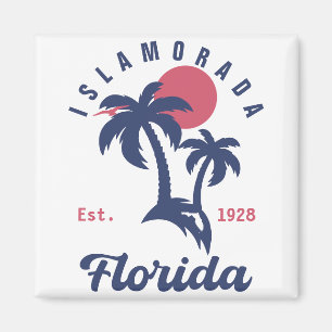 Aimant Islamorada Florida Palm Tree Beach Vintage FL 60s