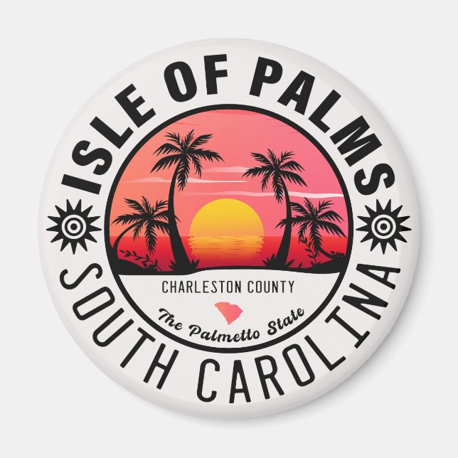 Aimant Isle of Palms SC Retro Sunset Souvenirs 60s (Devant)