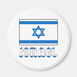 Aimant Israël Drapeau mot ISRAËL ronde