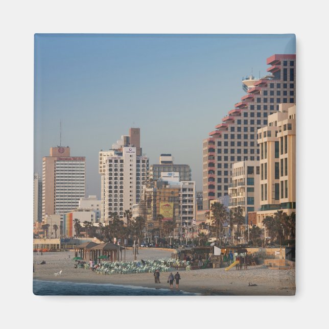 Aimant Israël, Tel Aviv, front de mer, hôtels, crépuscule (Devant)