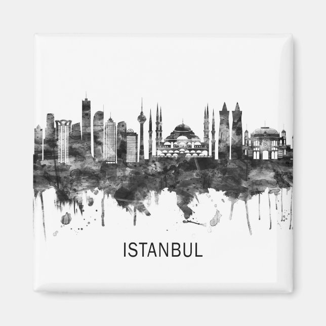 Aimant Istanbul Turquie Skyline BW (Devant)