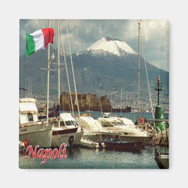 Aimant IT - Italie - Naples - Avec Vesuvius Harbour View (Devant)