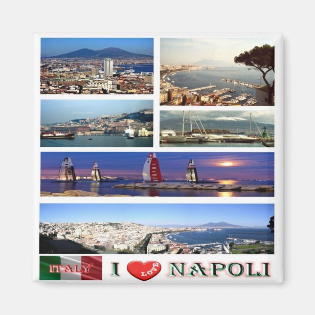 Aimant IT - Italie - Naples - I Love - Collage Mosaïque (Devant)