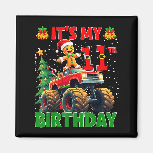 Aimant It’s My 11th Birthday Gingerbread Monster Truck Ch (Devant)