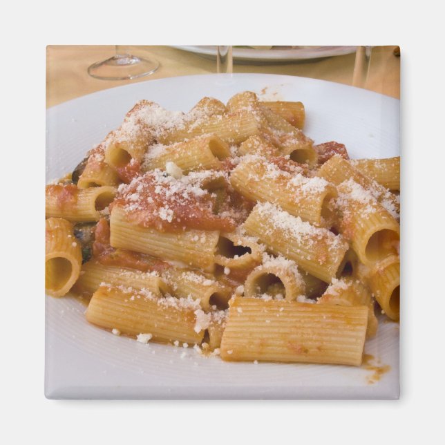 Aimant Italie, Positano. Plaque d'affichage de rigatoni. (Devant)