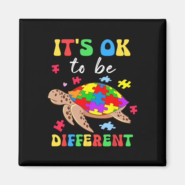 Aimant Its Different Turtle Puzzle Heart Autism Awareness (Devant)
